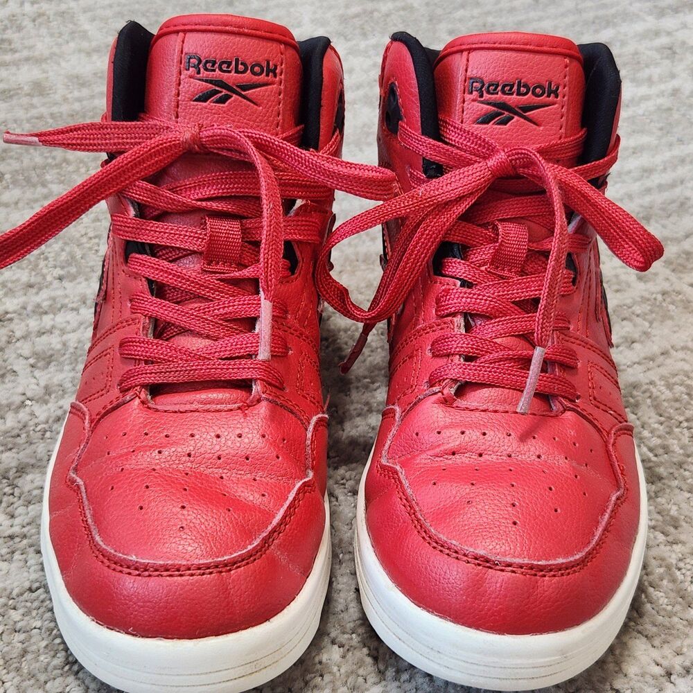 Reebok boys basketball mid-top red sneakers shoes size 1 youth - Picture 4 of 10